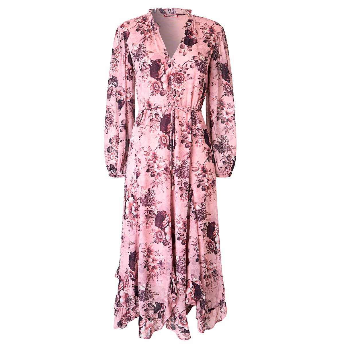 Élégante Robe Mi-Longue Fleurie à Ourlet à Volant rose, JOE BROWNS