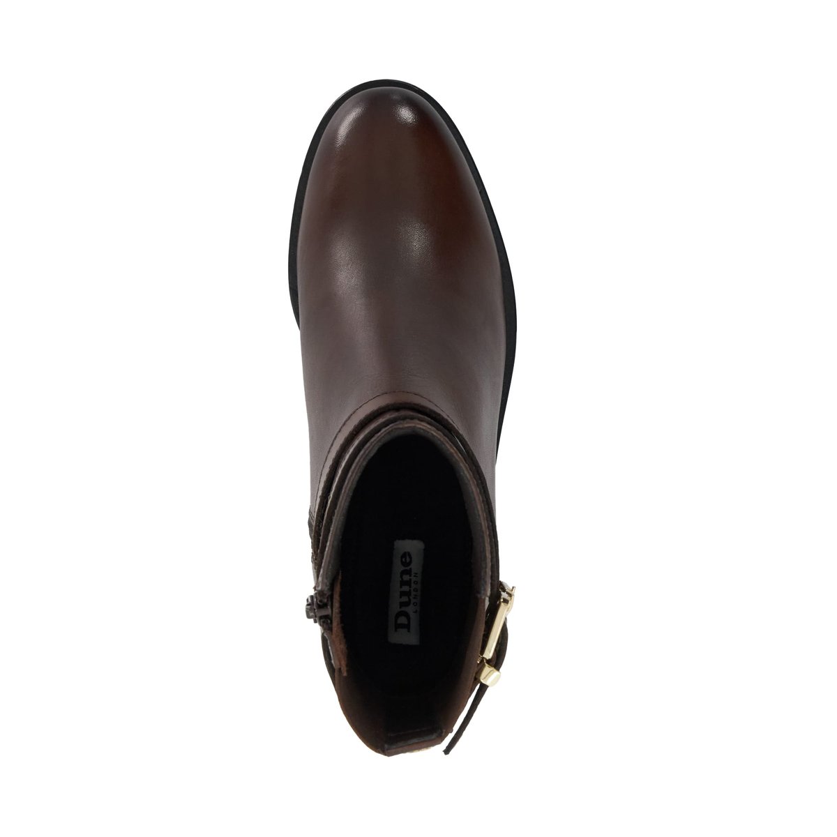 Bottines à talons carrés et double boucle en cuir - PATTER brown-leather, DUNE LONDON