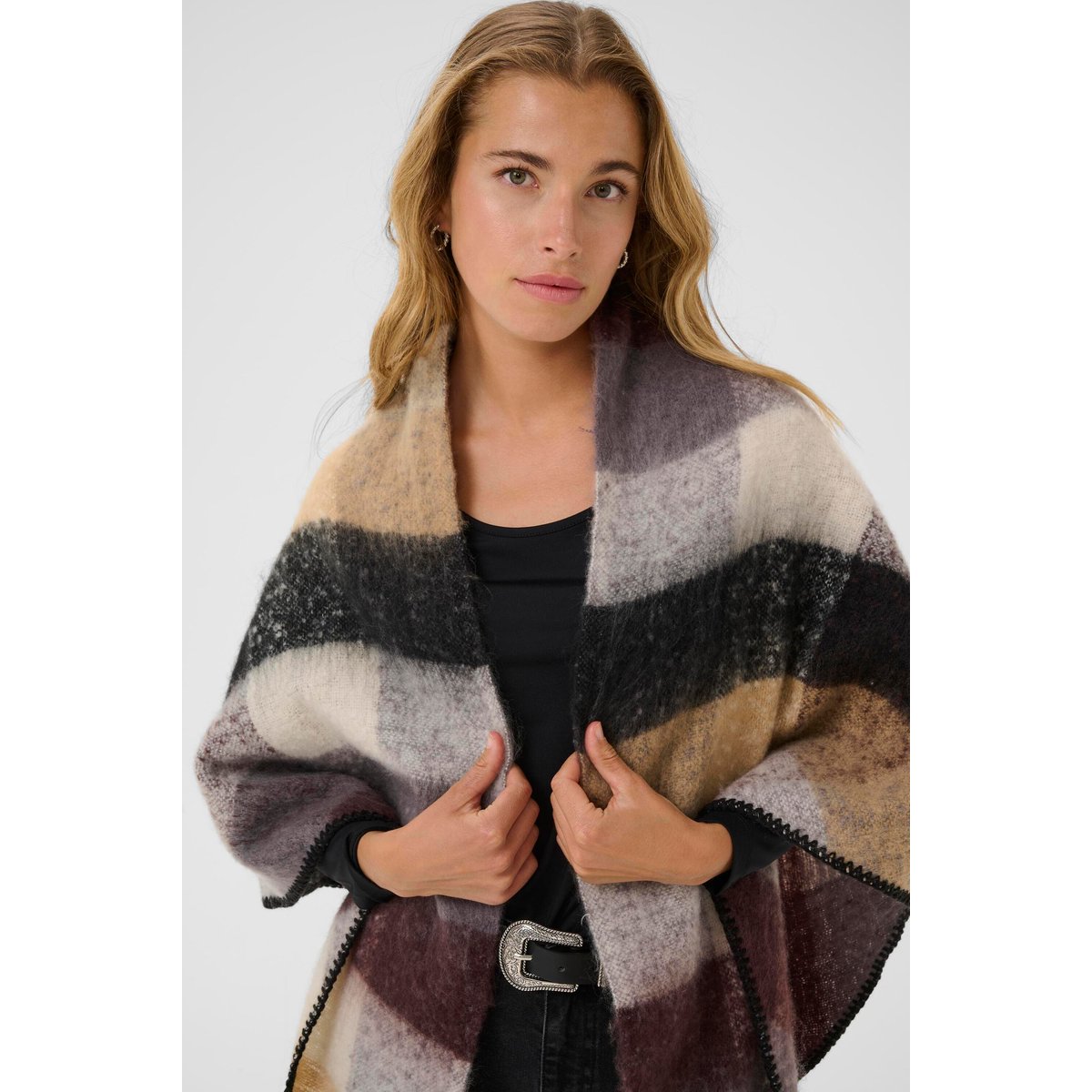 Echarpe marron brown checks, KAFFE