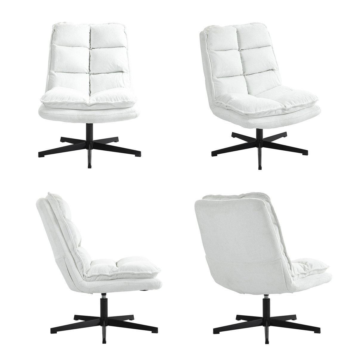 Fauteuil relax pivotant sans accoudoirs, AESTON blanc, MEUBLES COSY