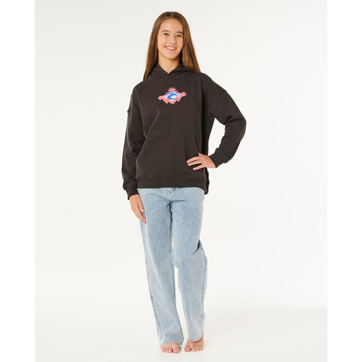 Sweat à capuche Sunshine Squad Fille noir délavé, RIP CURL