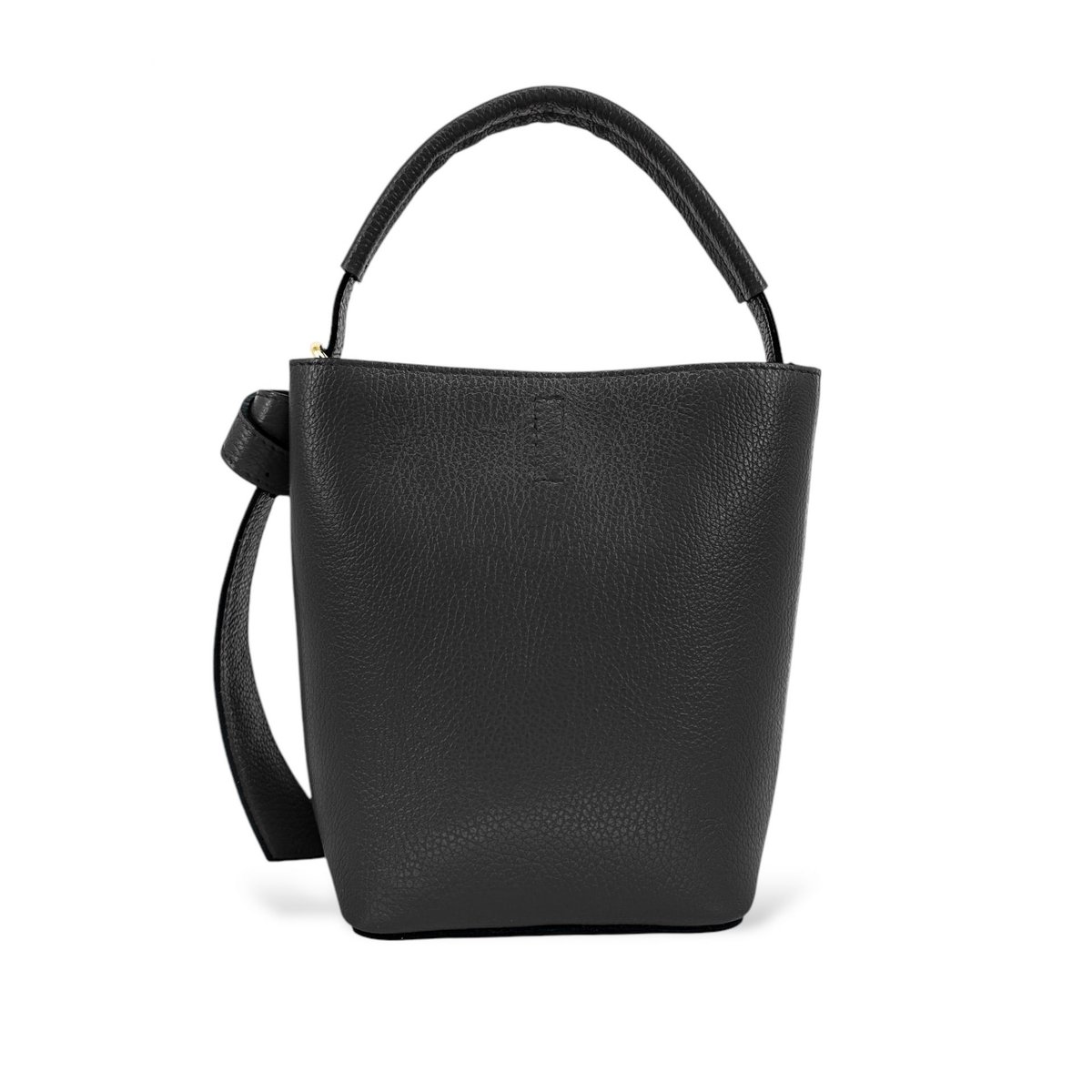 Sac seau et pochette en cuir grainé BIRDIE noir, OH MY BAG