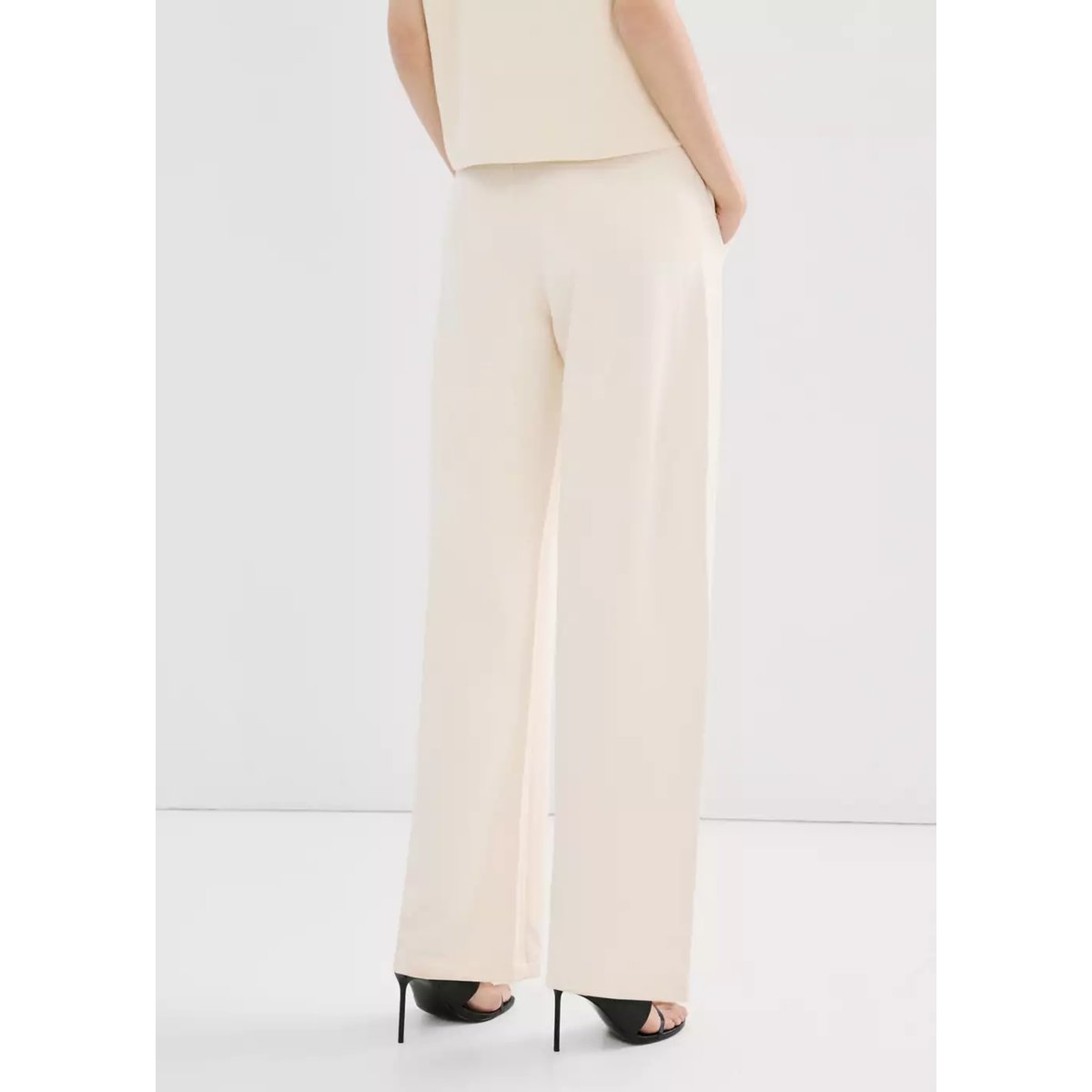 Pantalon coton taille élastique jaune pastel, MANGO