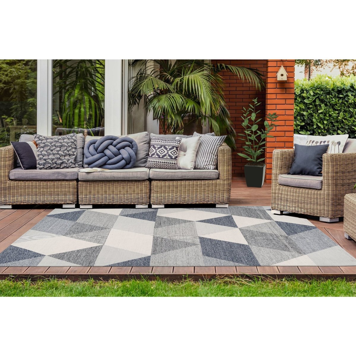 Tapis d'extérieur rectangulaire tissé gris, beige, ARTE ESPINA
