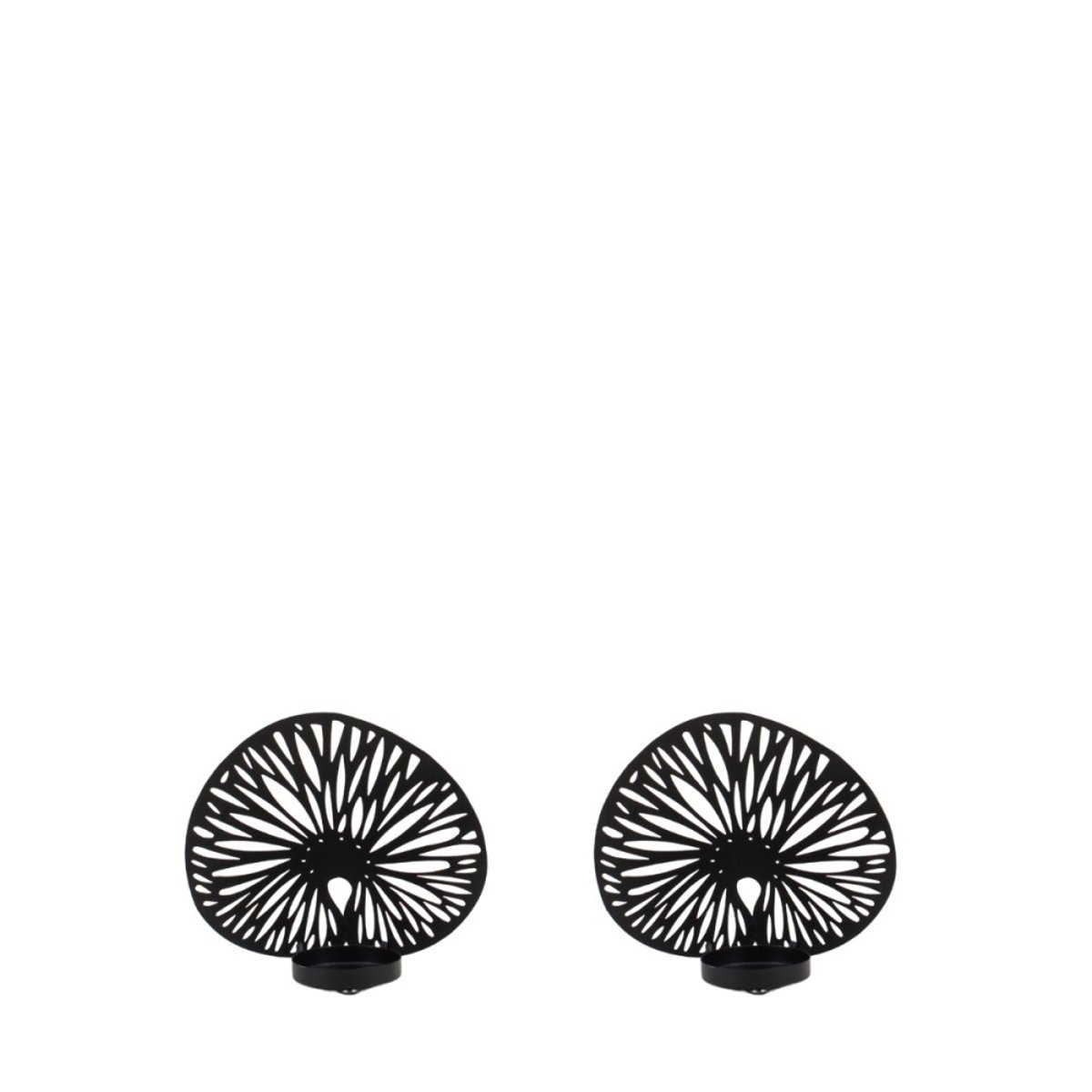 Lot de 2 photophores en métal noir 14cm noir, ORNAMI