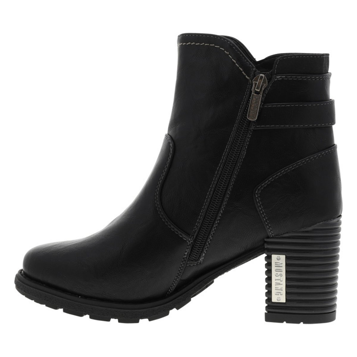 Boots noires à talon décroché haut avec un zip côté intérieur noires, MUSTANG