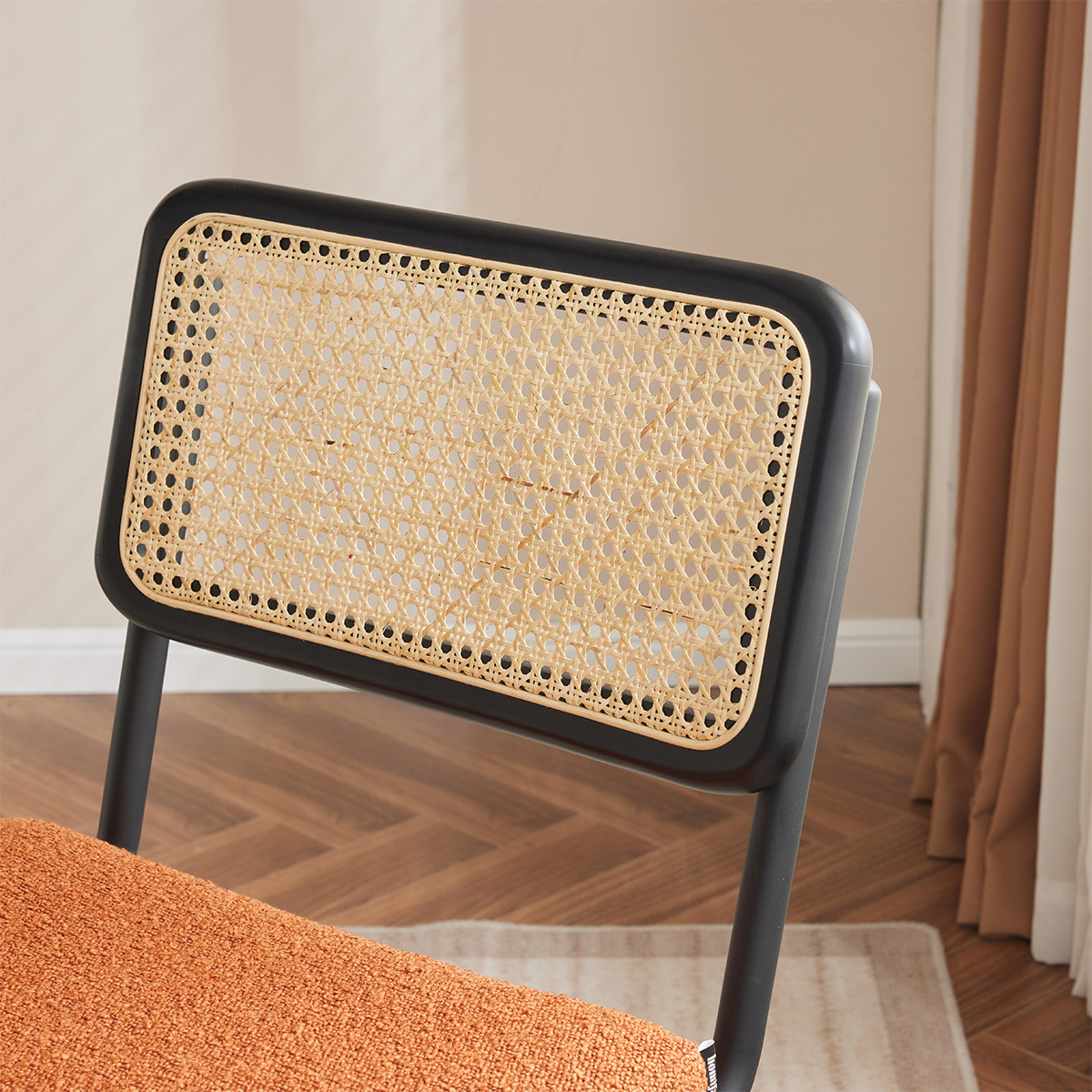 Lot de 2 chaises noires, cannage et velours côtelé - PAULA rouille, HOMIFAB