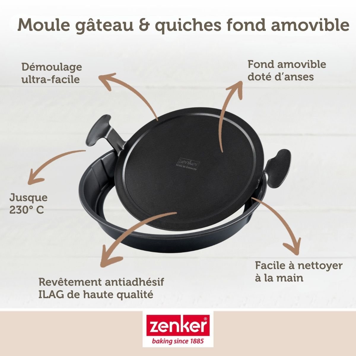Moule à gâteau et quiches rond de 28 cm fond BLACK METALLIC noir, ZENKER