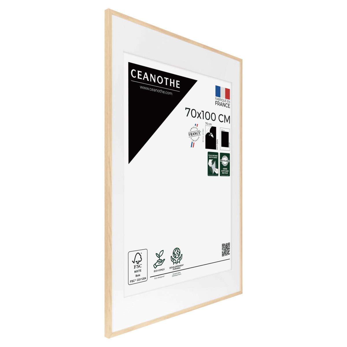 Cadre Photo Avec Passe-partout En Chêne ALBA bois brut, CEANOTHE