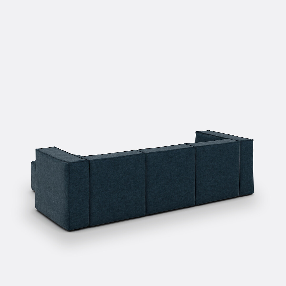 Canapé modulable, 3 places et pouf, en velours texturé, SEVEN bleu de prusse, LA REDOUTE INTERIEURS