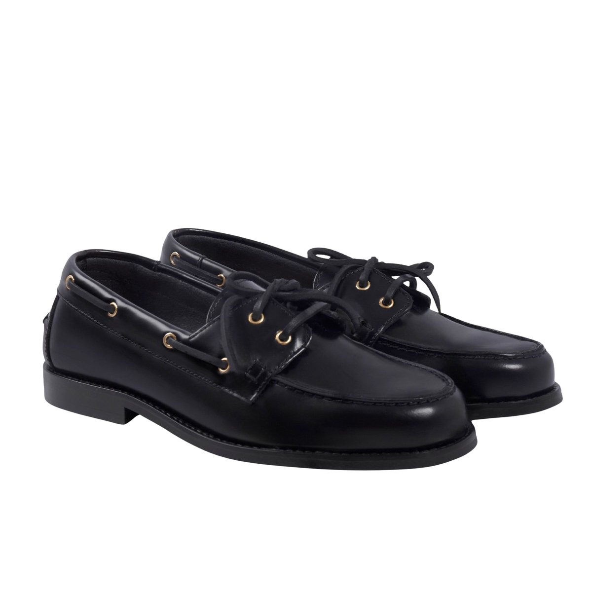 Mocassins bateau Thelma cuir vernis noir, JULES & JENN