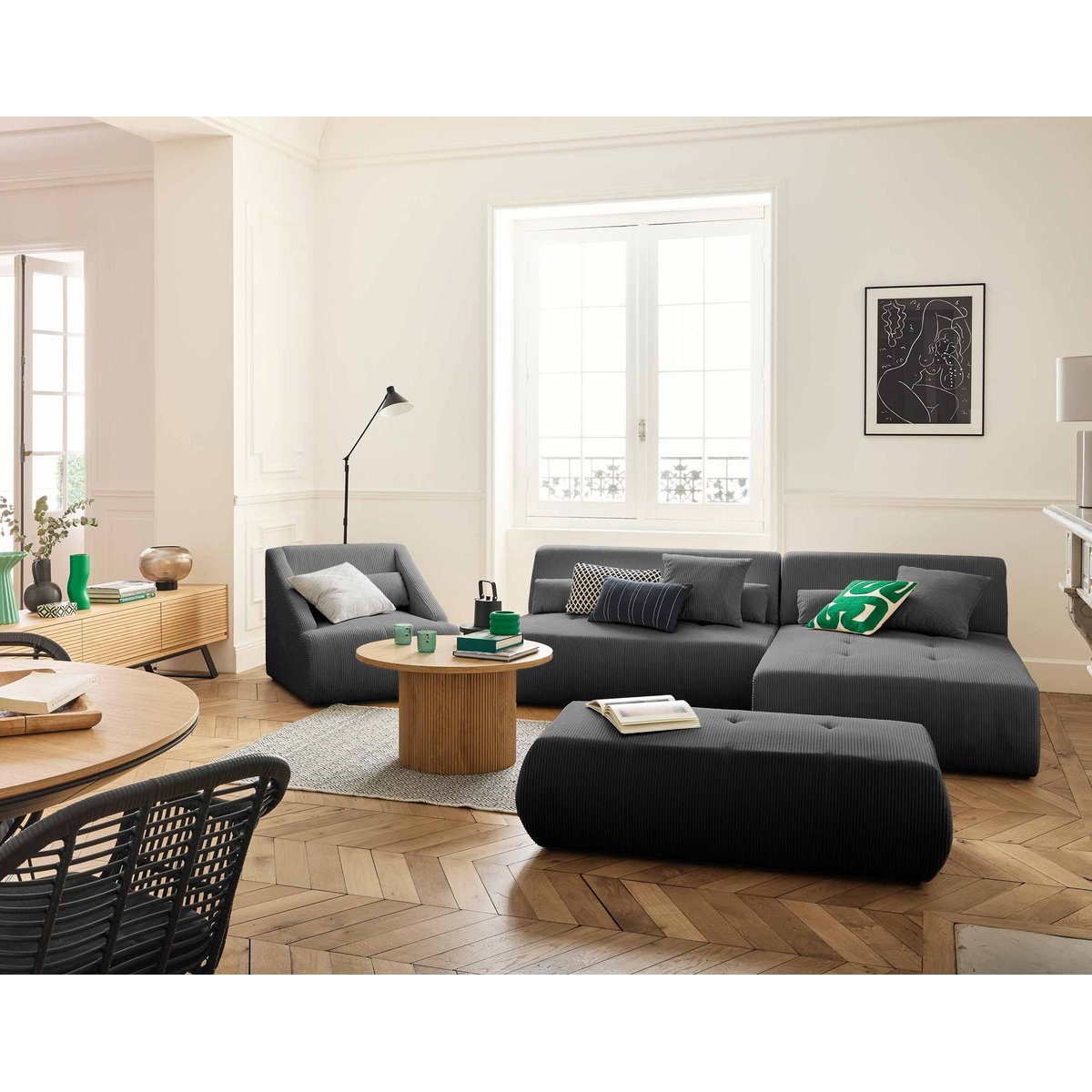 Canapé d'Angle réversible 4 places - ONYX gris foncé, BEST MOBILIER