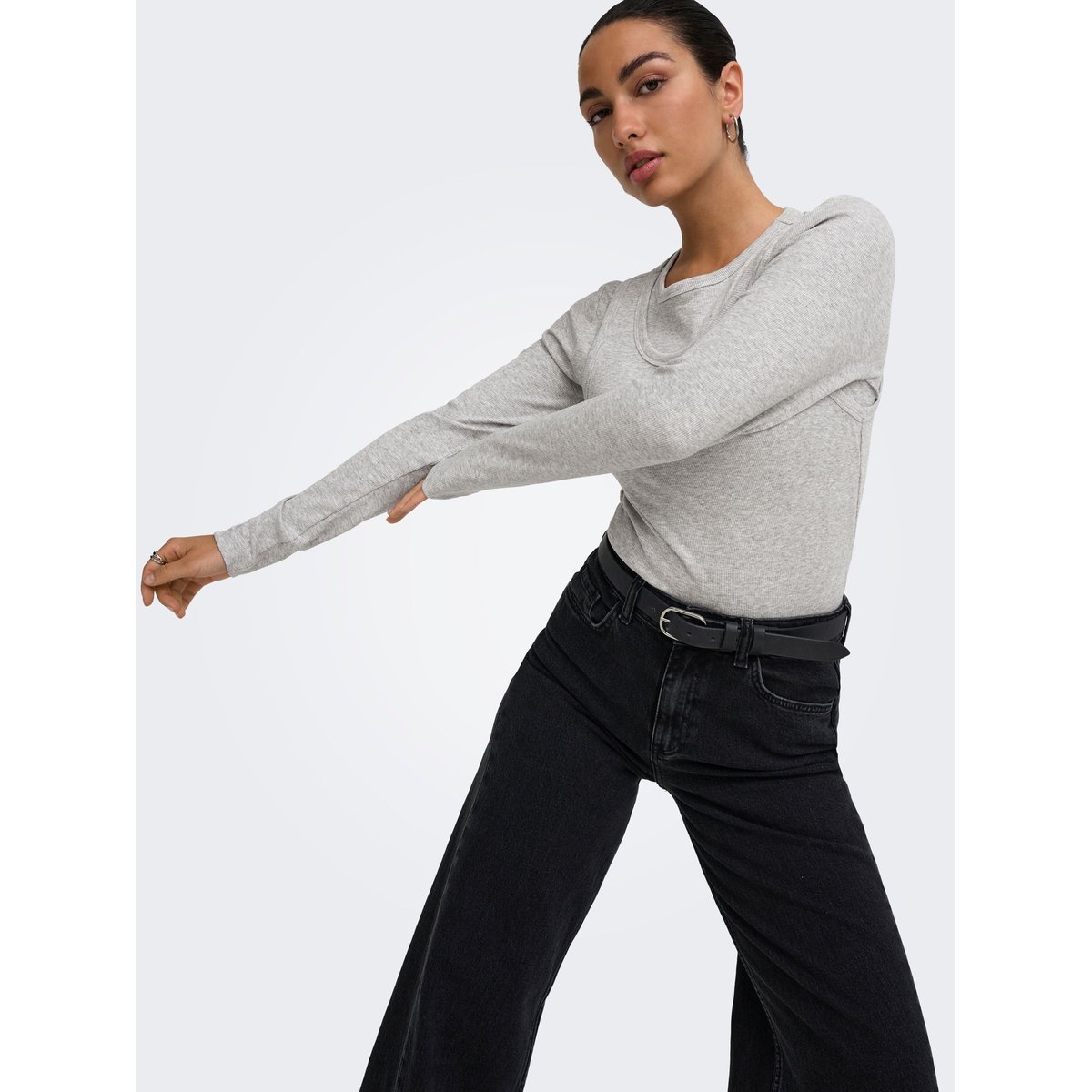 Top grise - light grey melange, ONLY