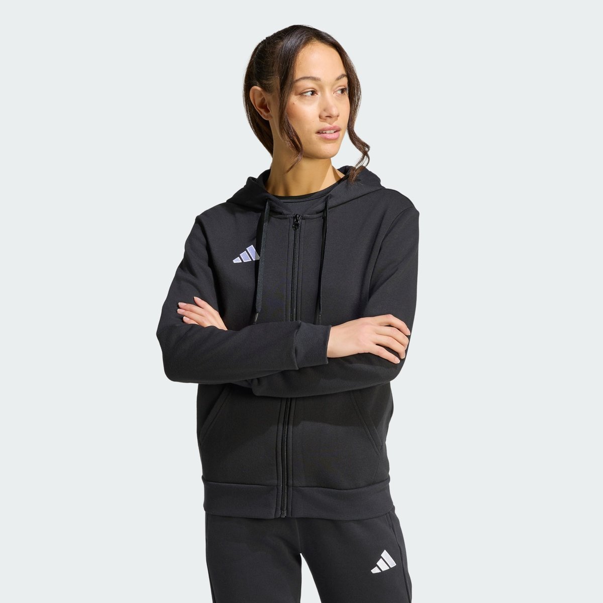 Sweat-Shirt À Capuche Zip Intégral Entrada26 Sweat-Shirt À Capuche Zip Intégral Entrada26 black / white, adidas Performance