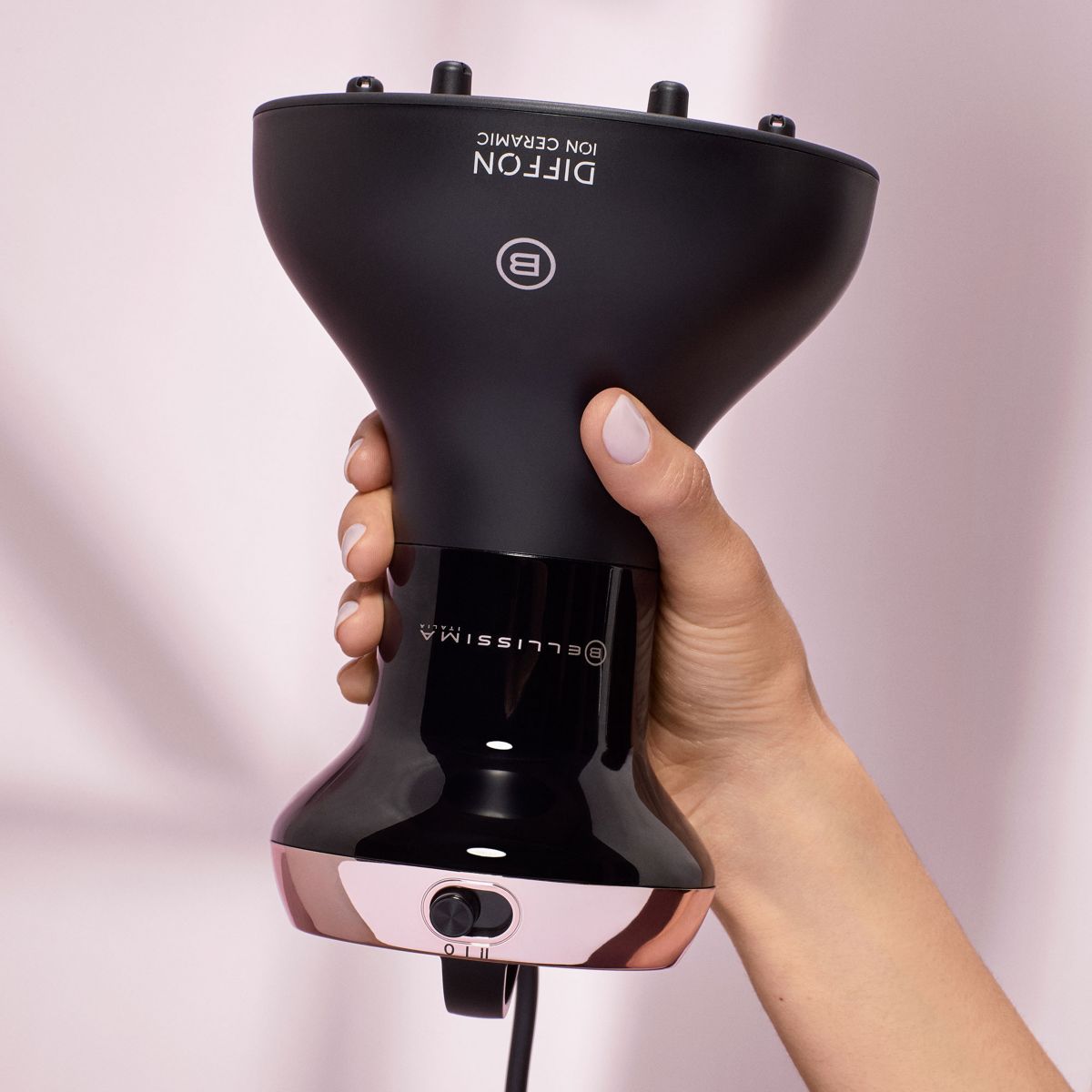 Diffuseur sèche-cheveux Diffon Ion Ceramic rose et noir, BELLISSIMA