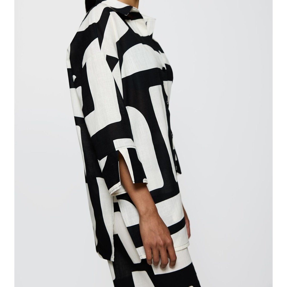 Homewear-Jacke Summer Wear Boyfriend aus Baumwolle schwarz/weiss bedruckt , TRIUMPH