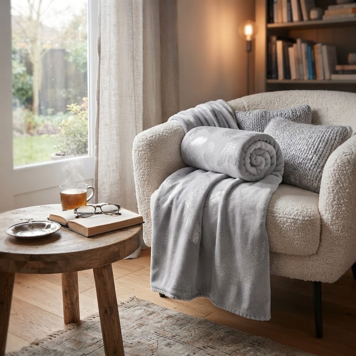 Plaid polaire Plumette gris, EDEN