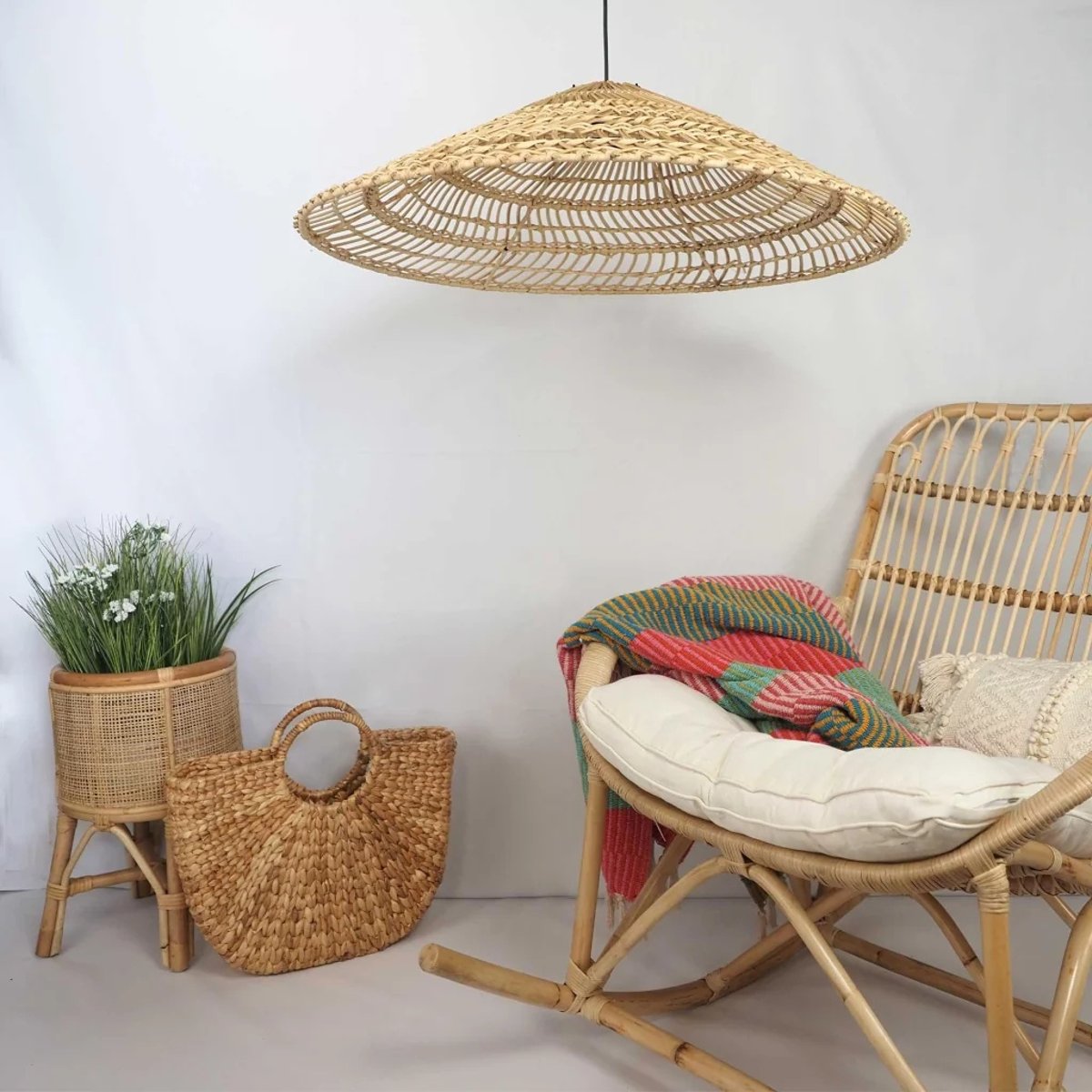 Suspension ajouré en rotin SHINE naturel, HYDILE