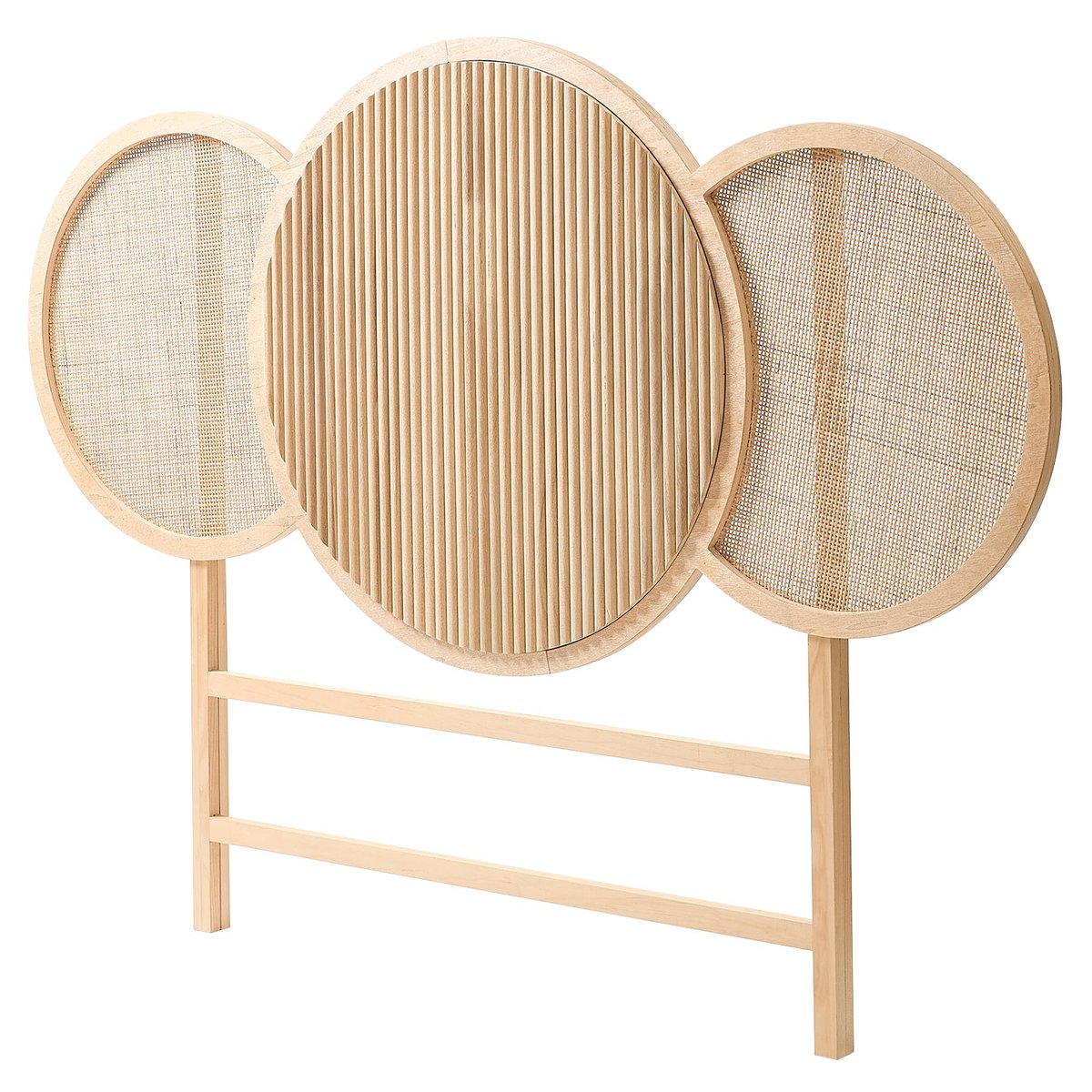 Tête de Lit, 160 cm, bois et rotin, BODO bois clair, NORDLYS