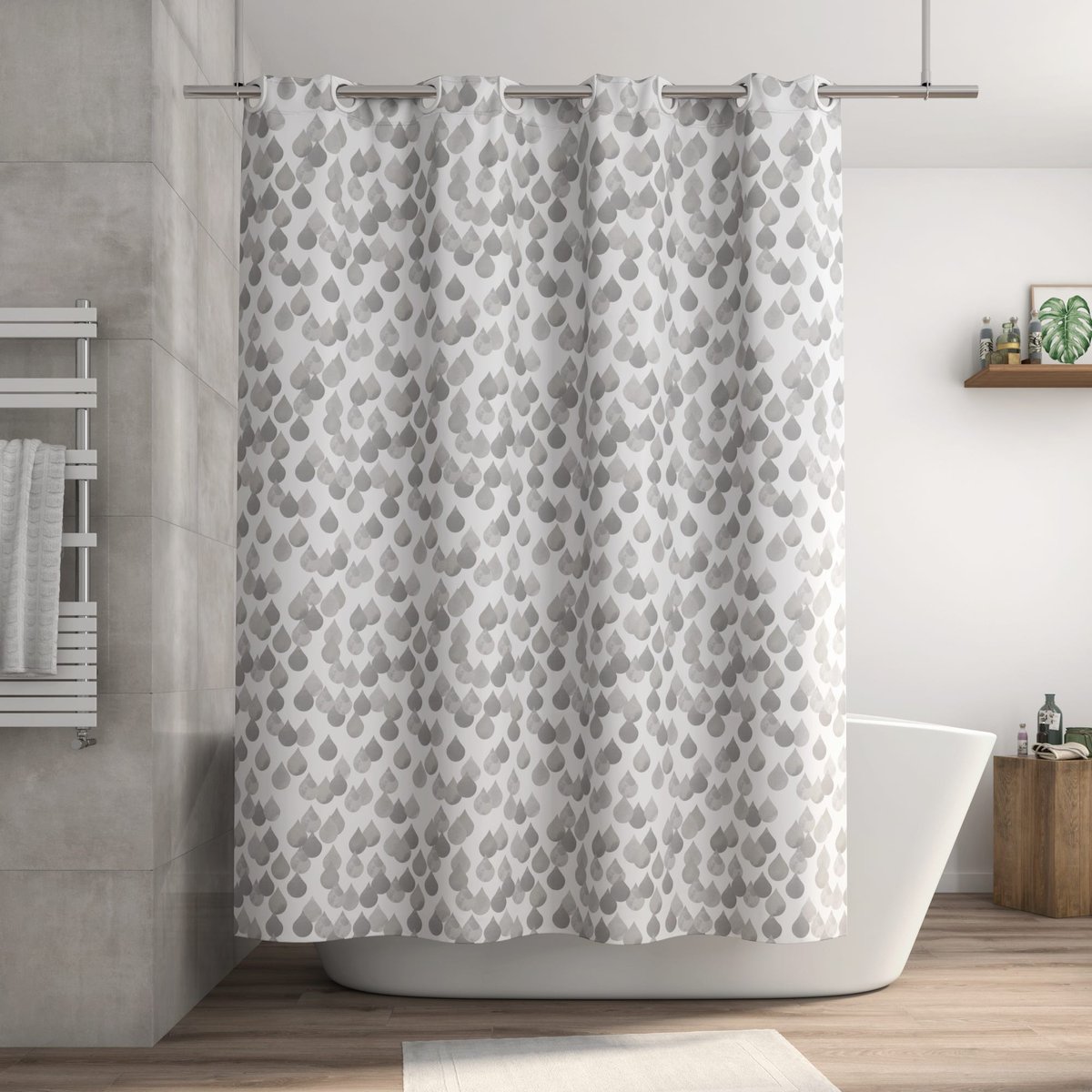 Rideau de douche en PEVA, EASY gris, SENSEA