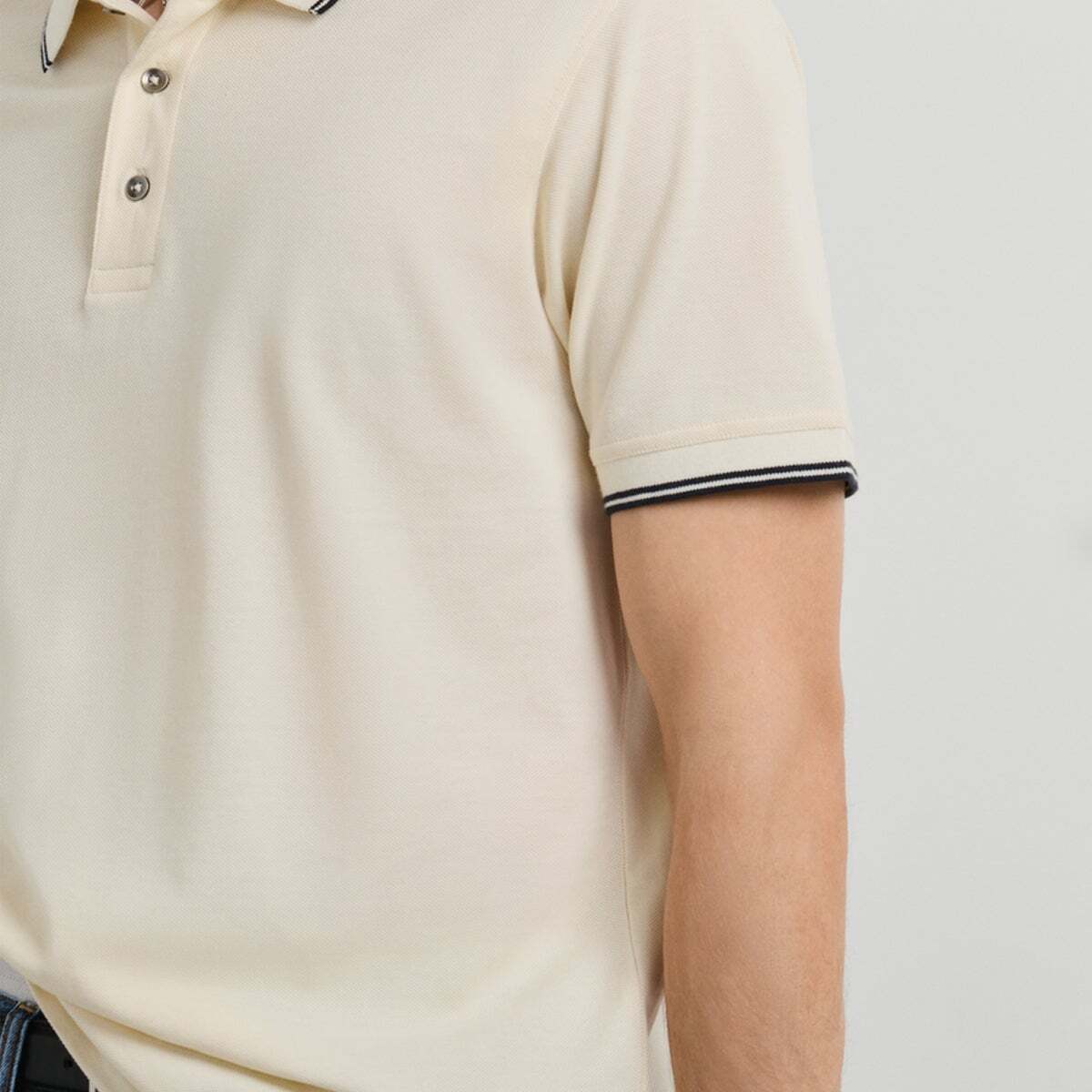Polo Coupe Regular En Piqué blanc cassé, PEPE JEANS