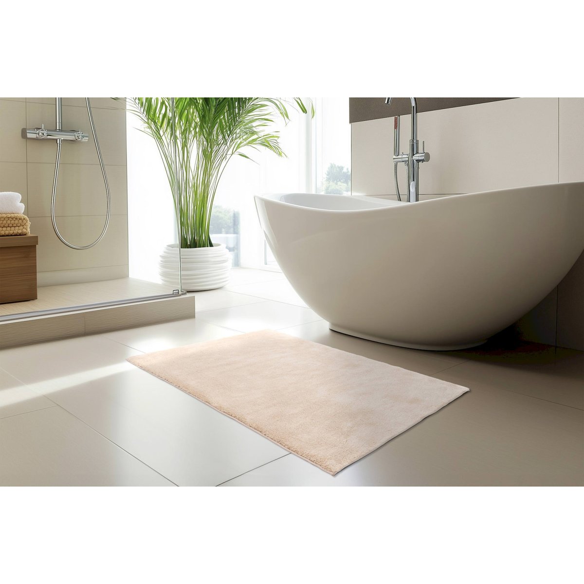 Tapis de bain antidérapant et absorbant, Uni beige sable chaud, ARTE ESPINA