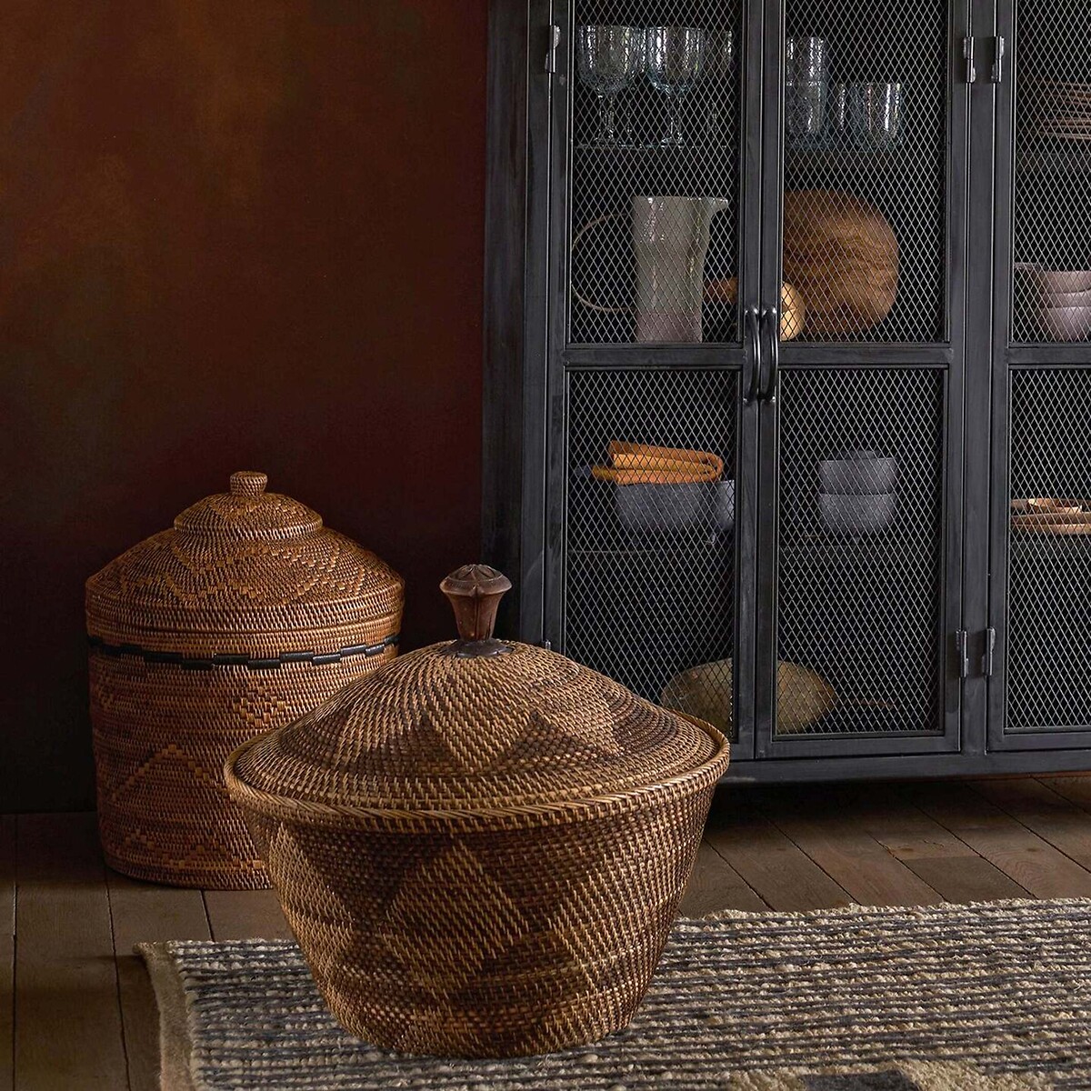 Brazil 50cm Woven Bamboo & Rattan Basket brown, AM.PM