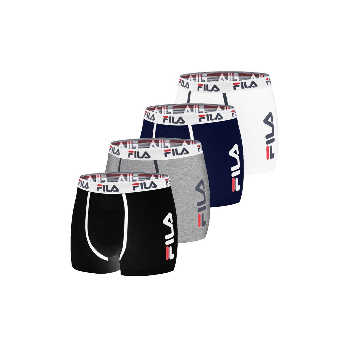 Lot De 4 Boxers Coton Uni Fu5040 noir/navy/gris/blanc, FILA