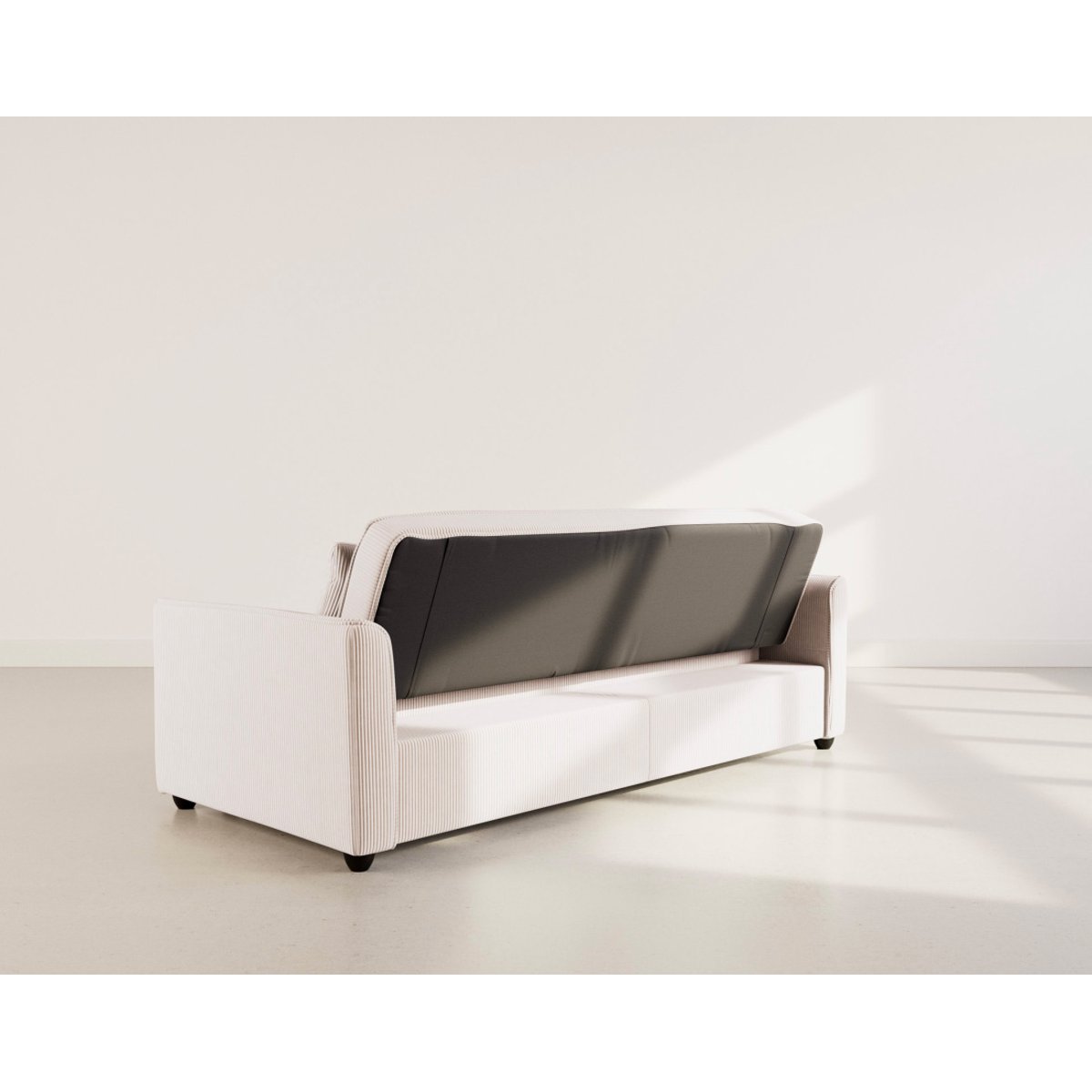 Canapé droit convertible en velours côtelé, ERNEST beige, BEST MOBILIER