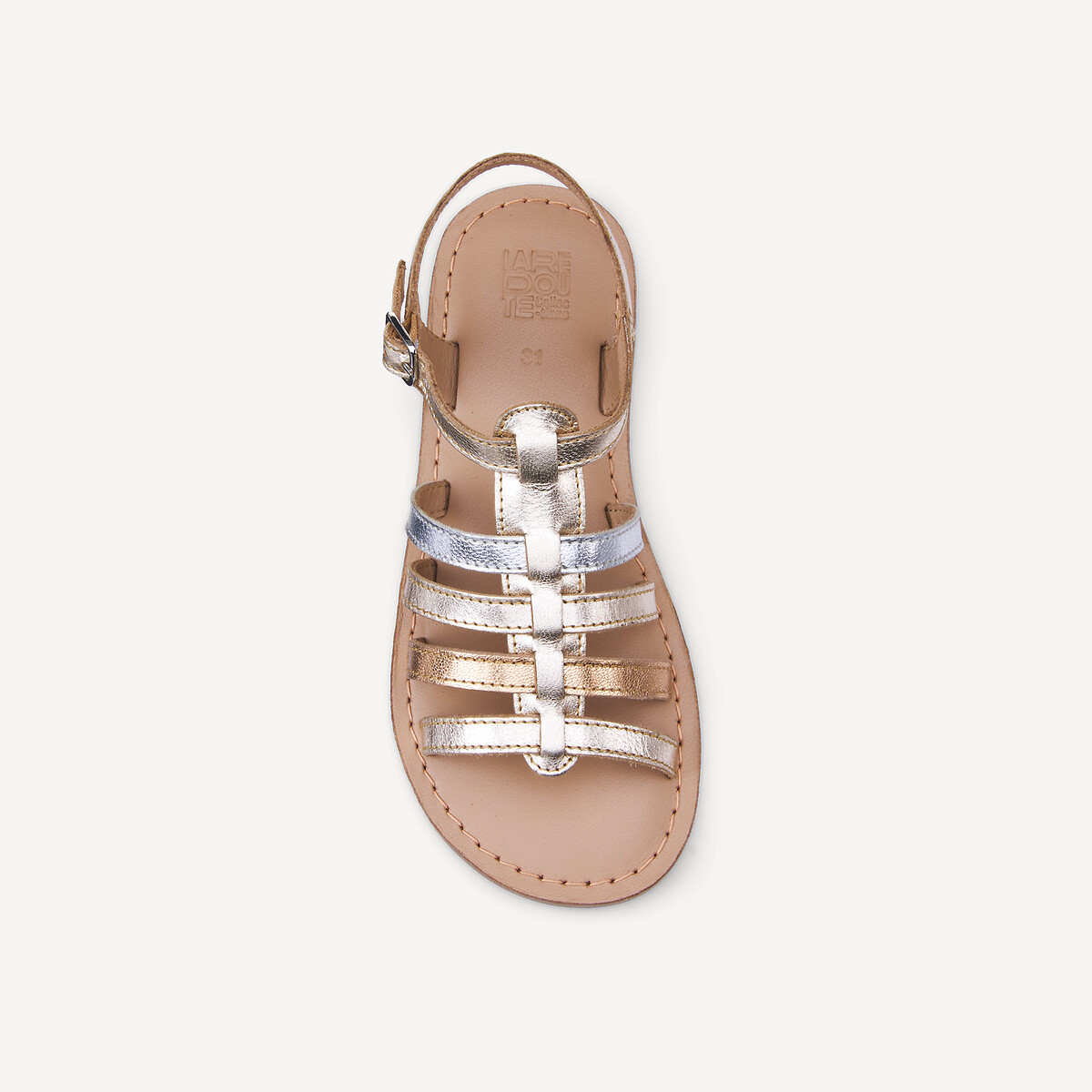 Sandales en cuir métallisé type spartiates doré, LA REDOUTE COLLECTIONS