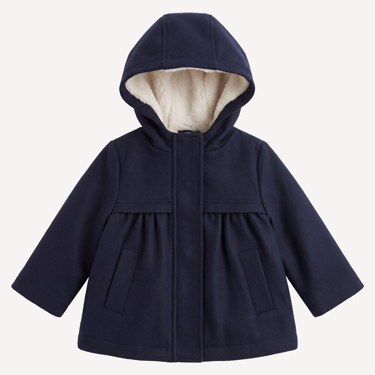 Fluffy-Lined Hooded Coat navy blue, LA REDOUTE COLLECTIONS