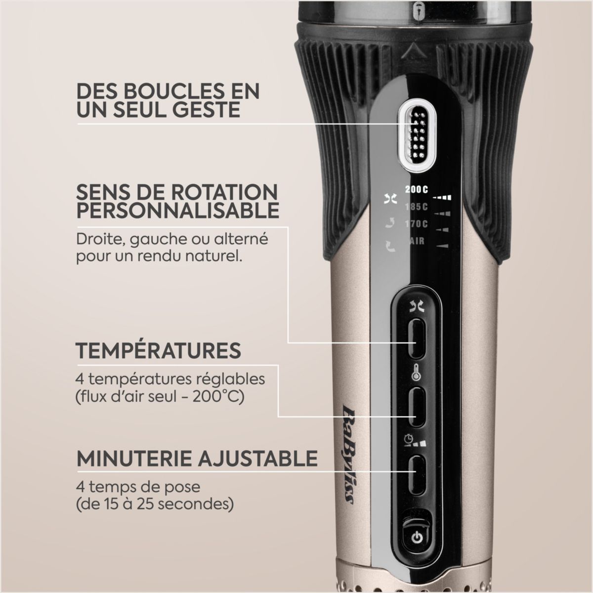 Fer à boucler automatique Style Secret Air C6688E couleur unique, BABYLISS