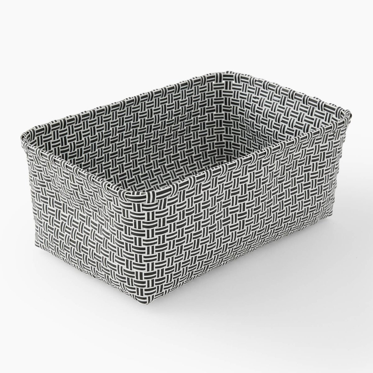 Panier tressé plastique S tressage droit noir, MONOPRIX