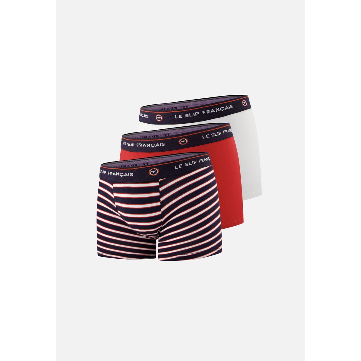 Lot de 3 Boxers Enfant en coton Petit Joseph rouge blanc rayure tricolore, LE SLIP FRANCAIS
