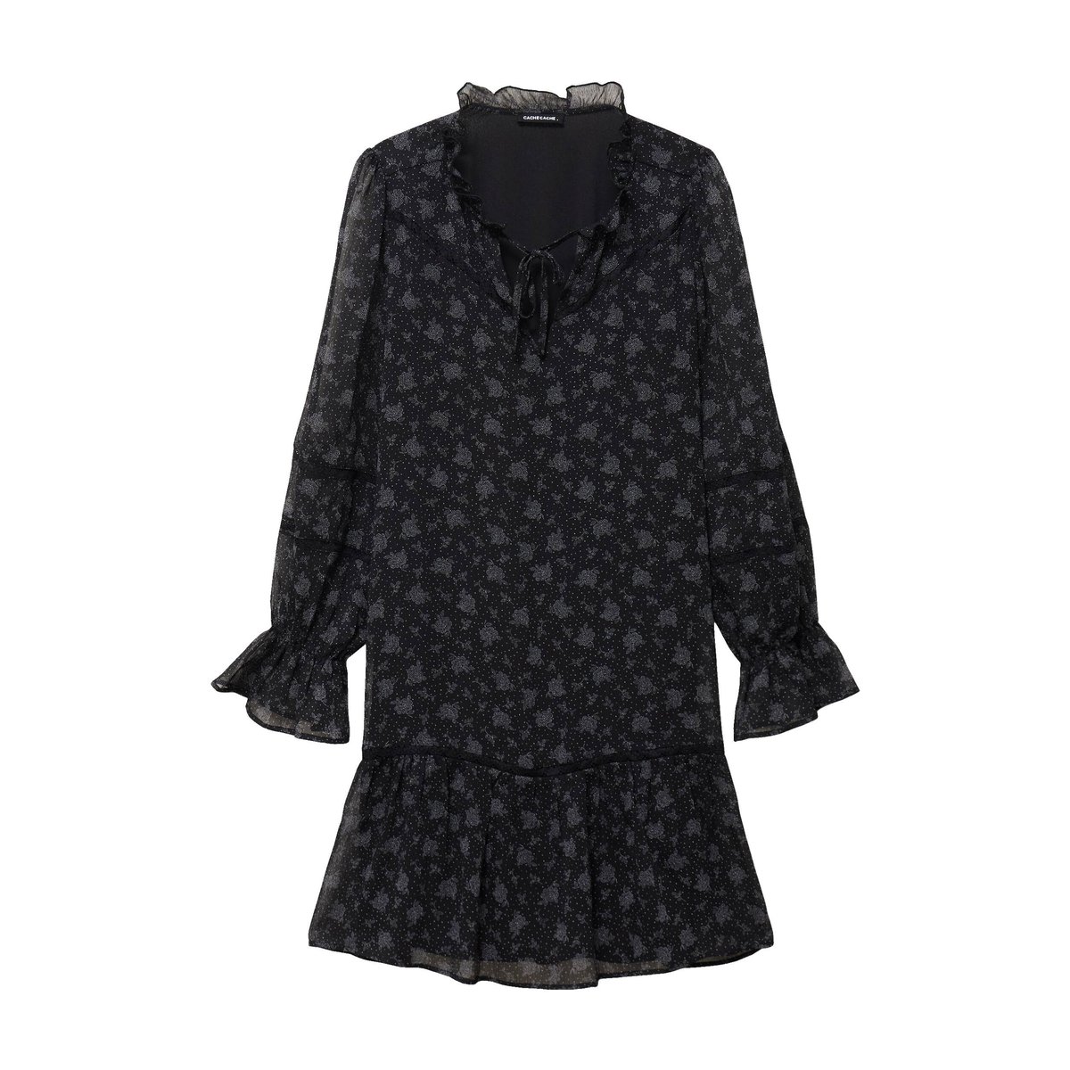 Robe évasée en voile noir, CACHE CACHE