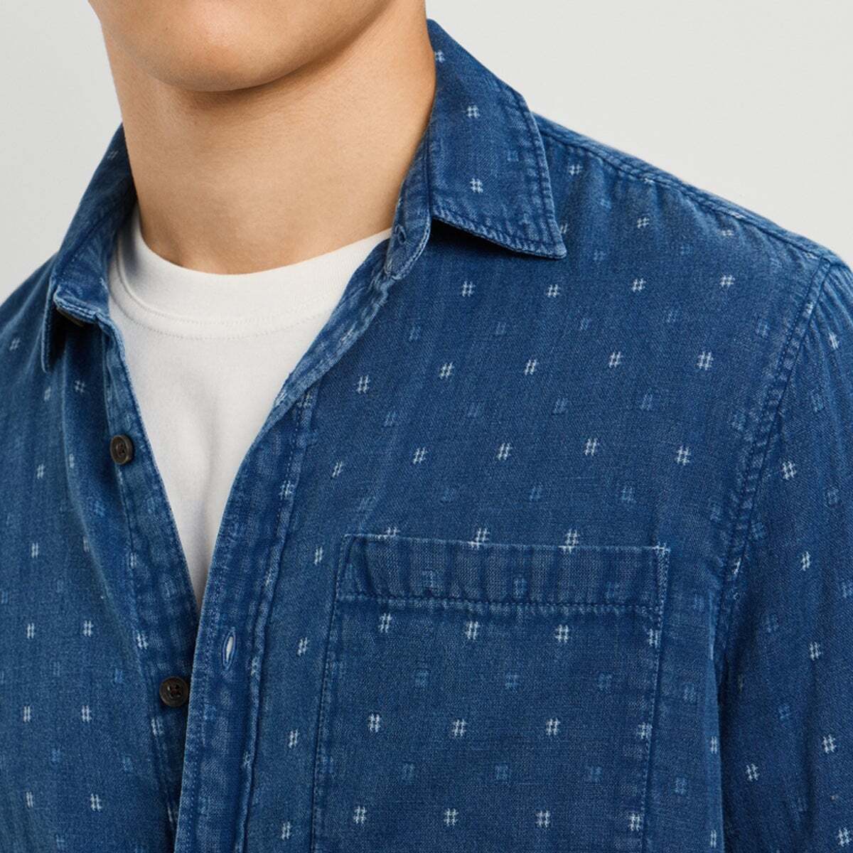 Chemise Coupe Regular À Imprimé Géométrique bleu indigo moyen, PEPE JEANS