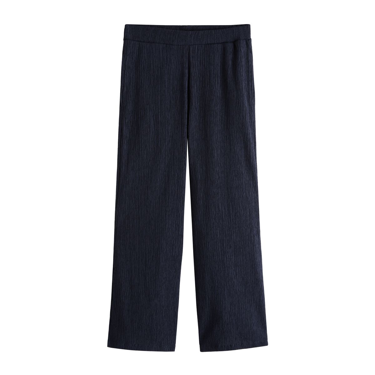 Pantalon texturé coupe large bleu marine, NEXT