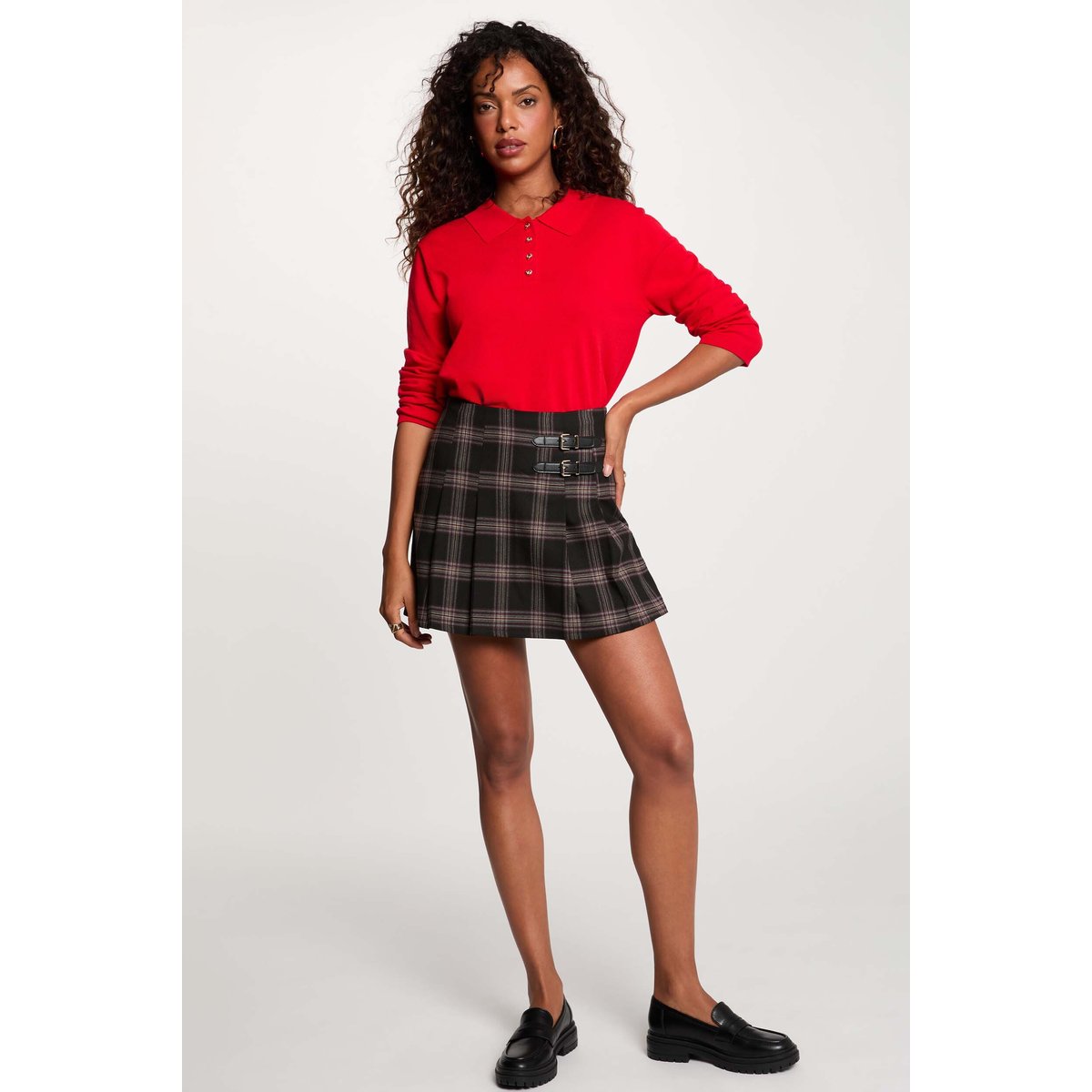 Jupe-short tweed droite noir, MORGAN