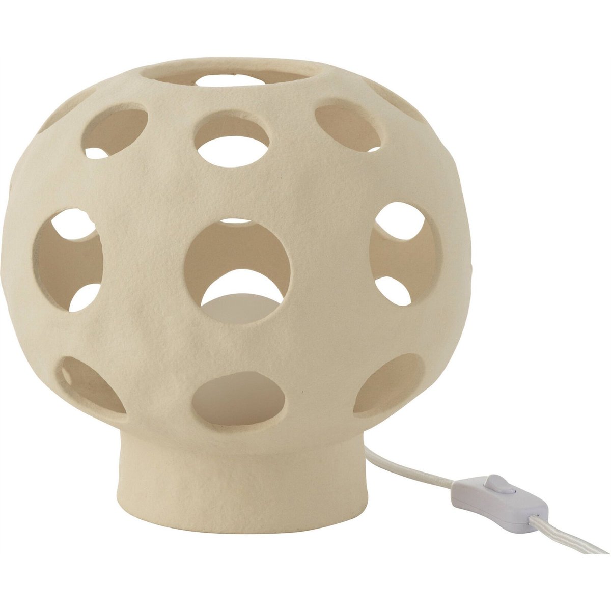 Lampe globe ronde en pierre ajourée beige pierre naturel doux, RECOLLECTION