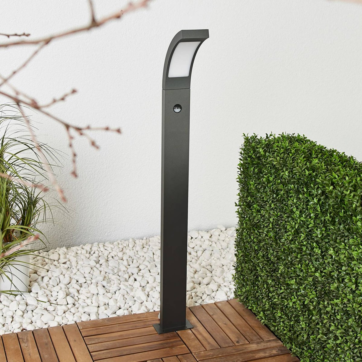 Luminaire extérieur en aluminium moderneLED gris graphite, blanc opale, LUCANDE