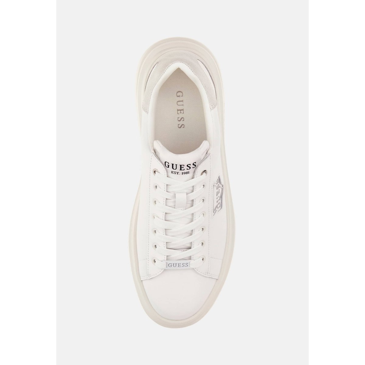 Sneakers Elba Cuir Mélangé blanc, GUESS