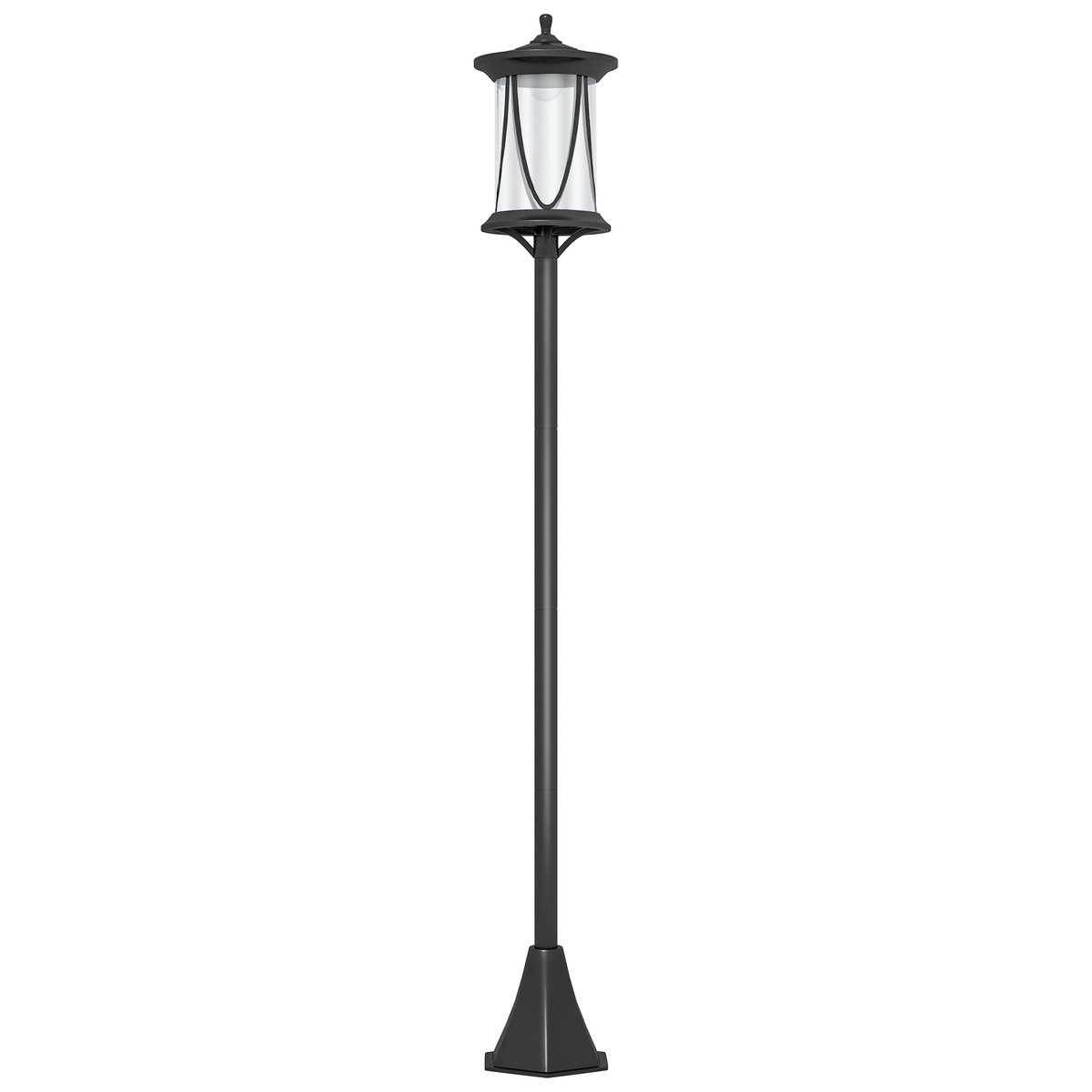 Lampadaire d'extérieur ABS Noir noir, OUTSUNNY