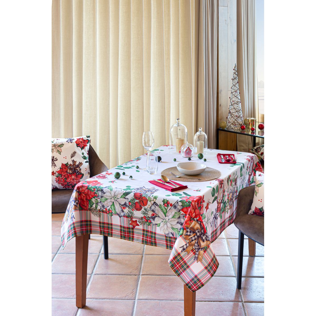 Nappe de NOËL RIBBON blanc/vert, NAF NAF HOME