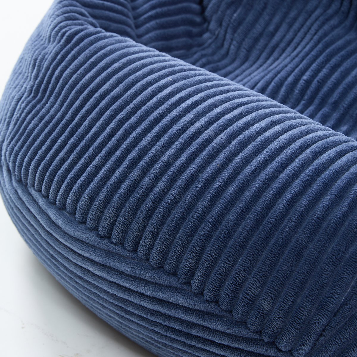 Pouf de salon, velours côtelé, FLOBY bleu, NORDLYS