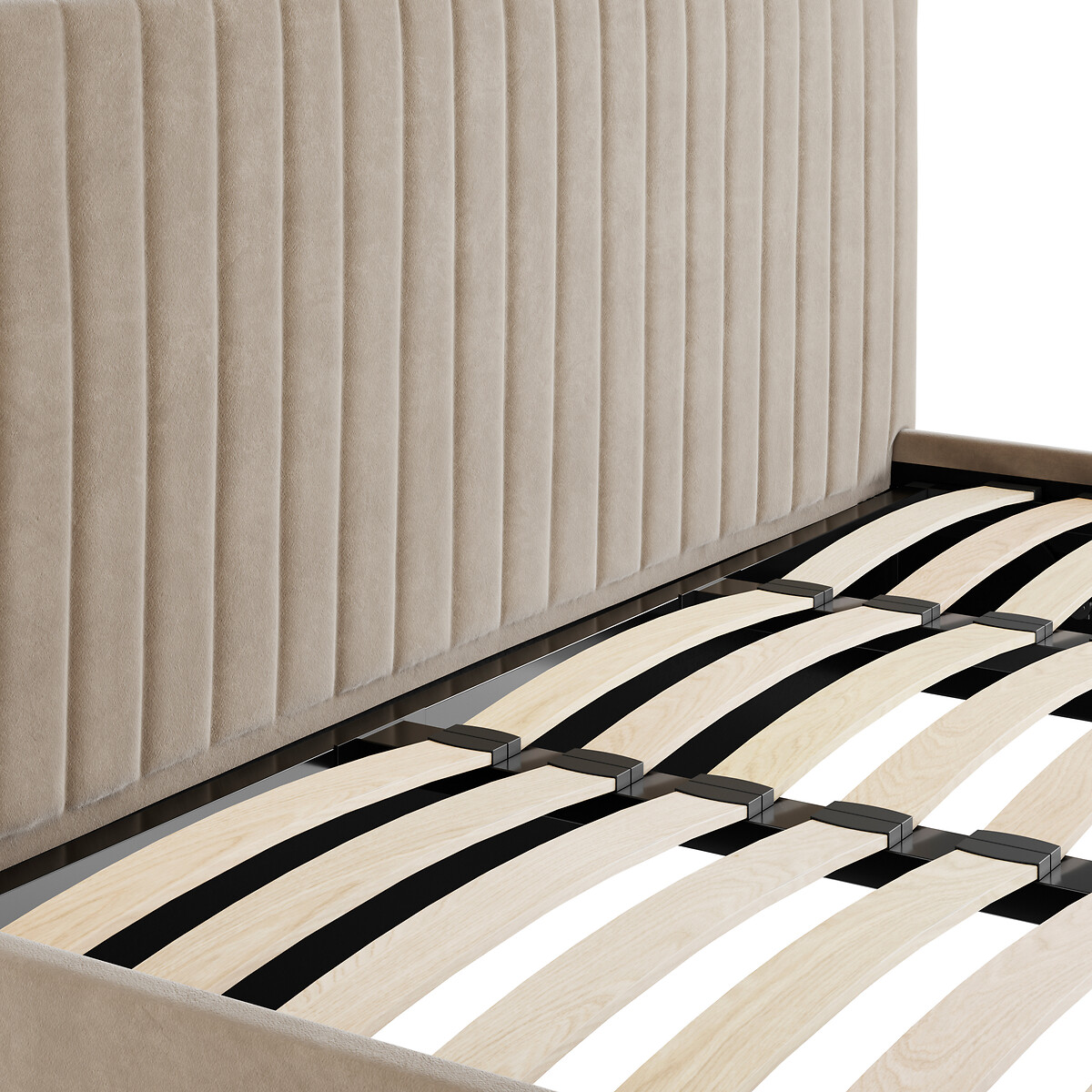 Luciana Velvet Ottoman Storage Bed with Fluted Headboard beige, ÉDITÉ