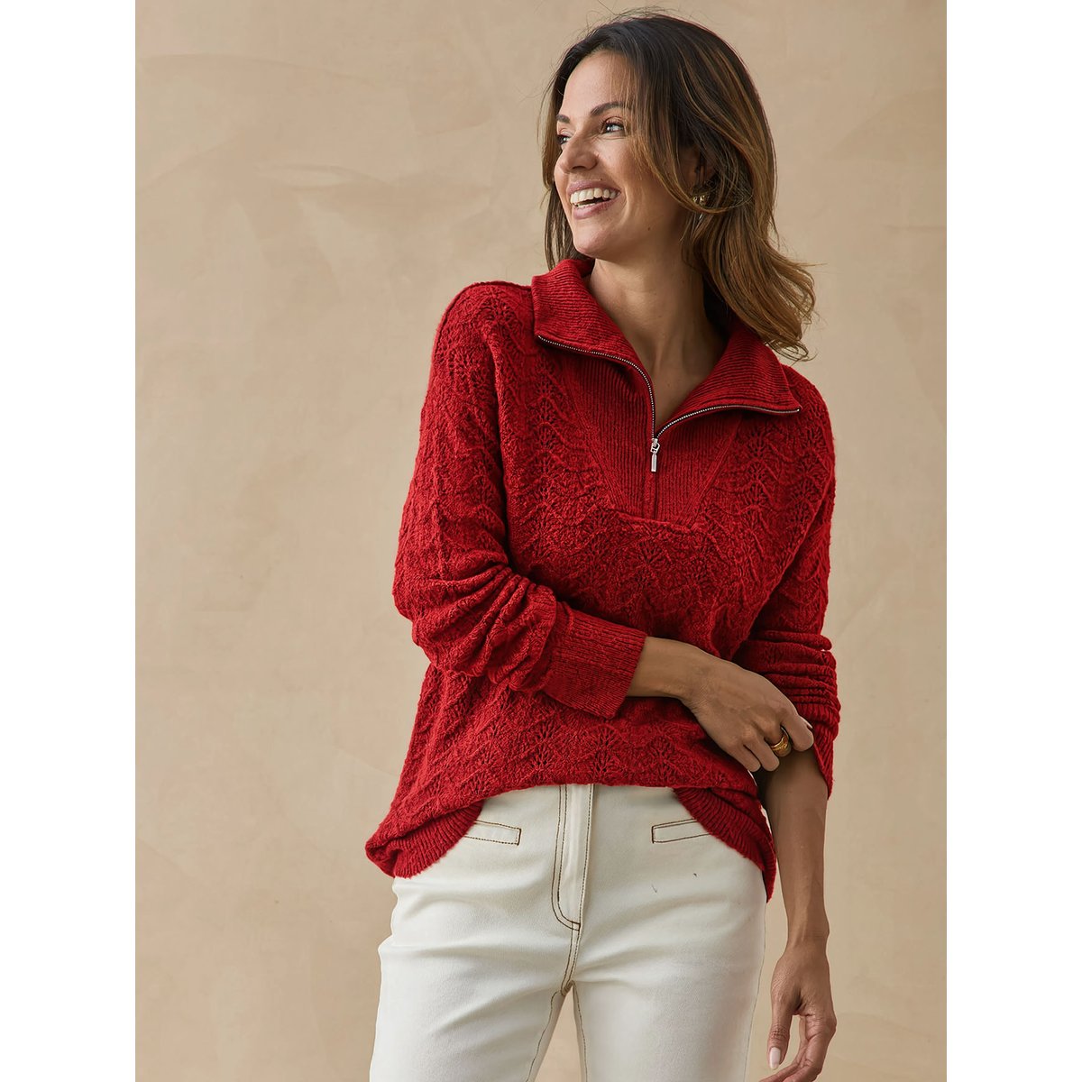 Pull col camionneur femme rouge, DAXON