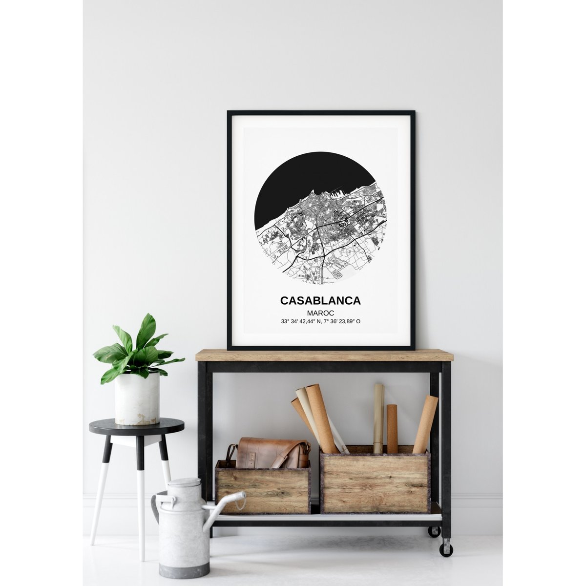Affiche Carte Casablanca blanc, L'AFFICHERIE