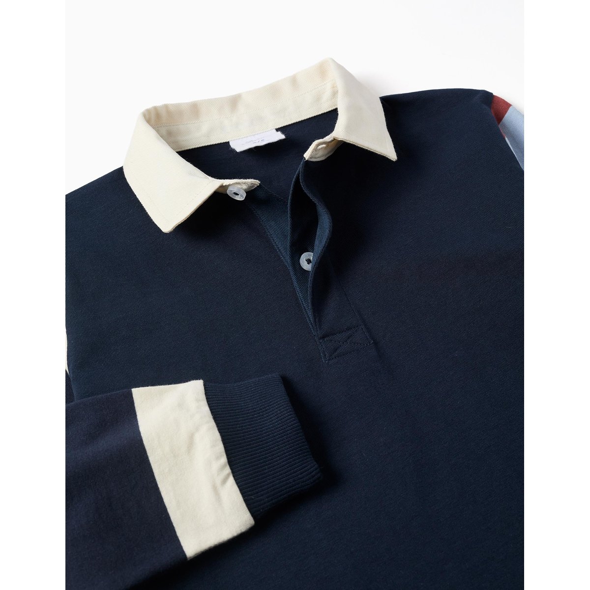 Polo en coton à manches longues à rayures bleu foncé, ZIPPY
