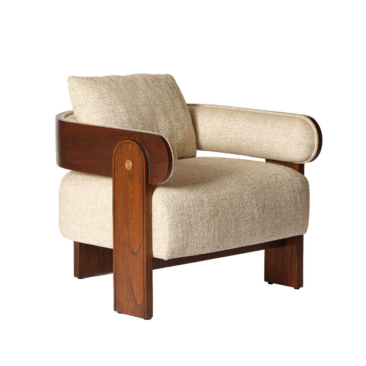 Fauteuil en mindi massif et tissu texturé ARCHIBALD couleur unique, BERAH GETAH