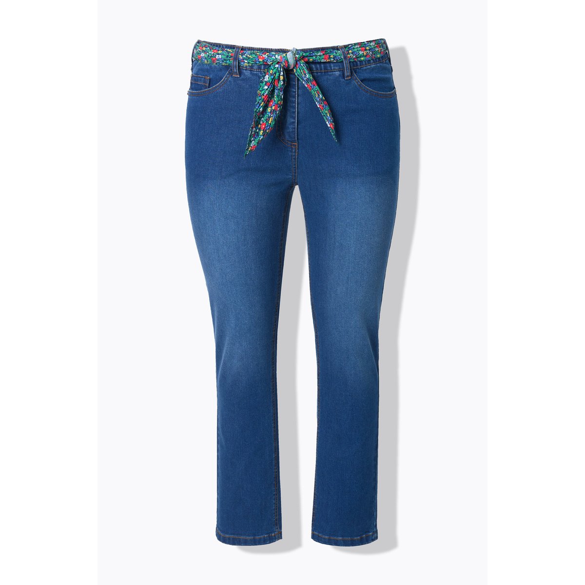 Jean Sarah avec ceinture foulard bleu jean, ULLA POPKEN